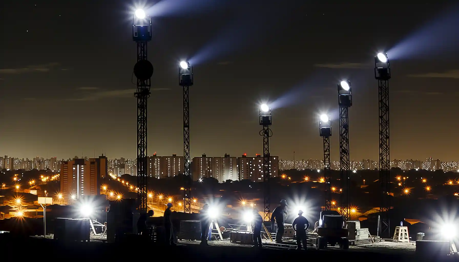 Locação de torre de iluminação em Curitiba para obras noturnas